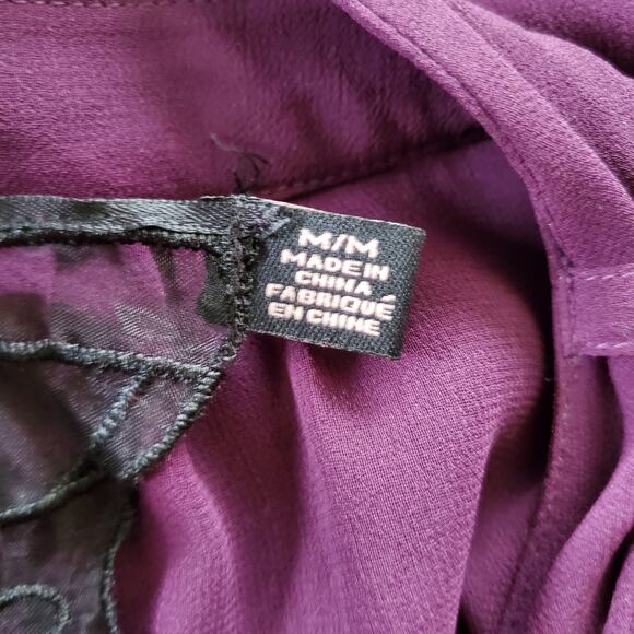 Twelve By Twelve Purple Sheer Ruffle Pullover Top M - Picture 8 of 9